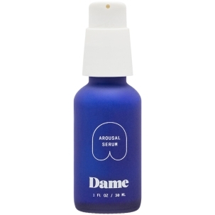 Bottle of  Water Based Lube Dame Products showing clean, lightweight formula