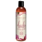 Bottle of  Water Based Lube Intimate Earth showing clean, lightweight formula