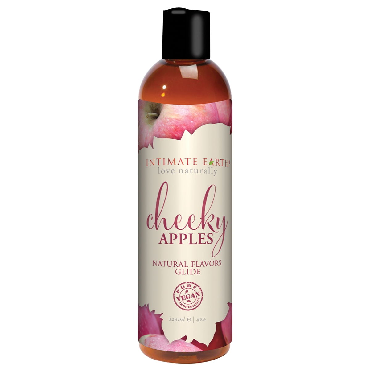 Bottle of  Water Based Lube Intimate Earth showing clean, lightweight formula