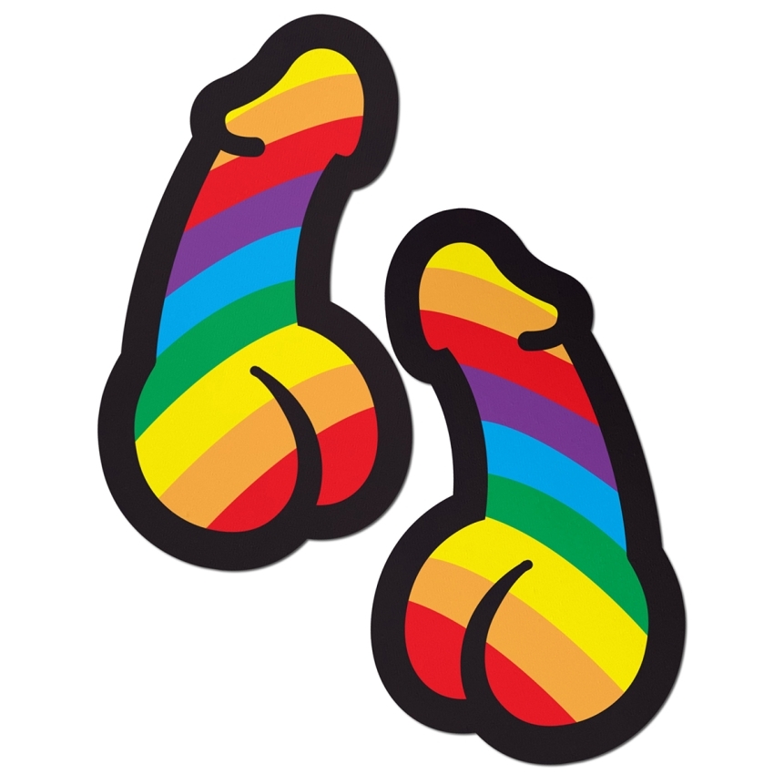 Feel sexy wearing sexy nipple covers  pride rainbow penises! Wearing pride rainbow penises nipples covers by pastease can be fun and sexy!