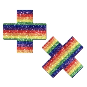 Feel sexy wearing sexy nipple covers  Rainbow Pride Crosses! Wearing Rainbow Pride Crosses nipples covers by Pastease can be fun and sexy!