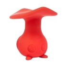 Red Cute Little Fuckers vibrator CLF Morrie shown in hand for scale