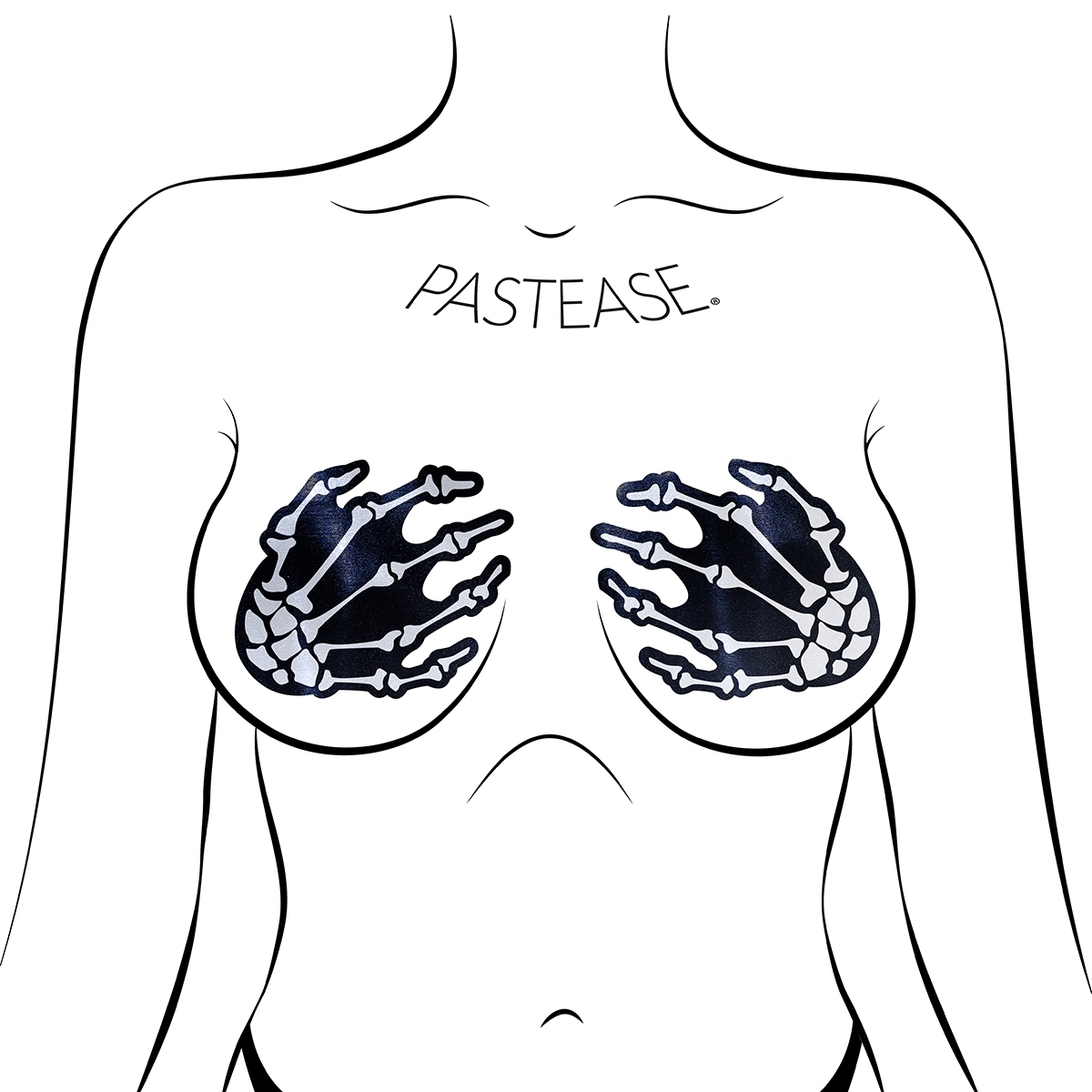 Wearing Skeleton Hands White nipples covers by Pastease can be fun and sexy!