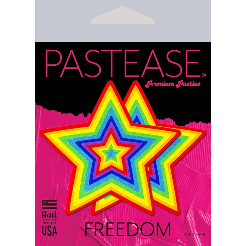Wearing stars rainbow pride nipples covers by pastease can be fun and sexy!