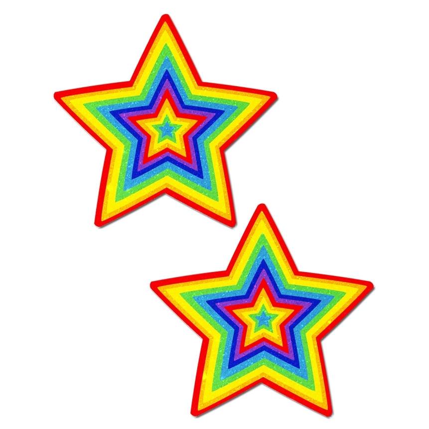 Feel sexy wearing sexy nipple covers  stars rainbow pride! Wearing stars rainbow pride nipples covers by pastease can be fun and sexy!