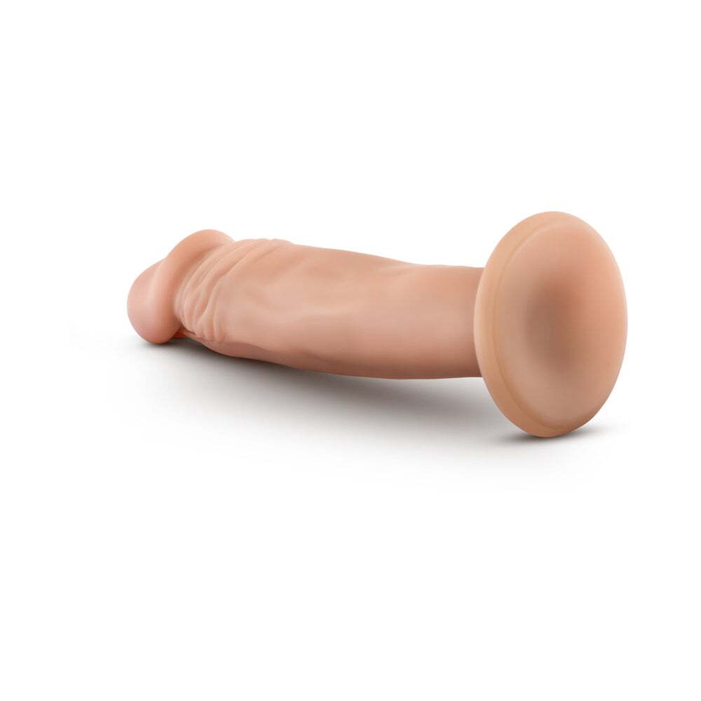 6.5 inch Dildo by Blush in Vanilla Ivory Beige shown for pegging Her or Him