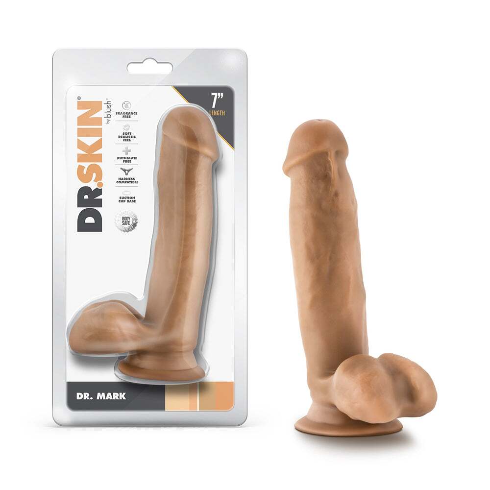 7 inch Dildo by Blush in Tan Light Brown Mocha shown for use by Her or Him