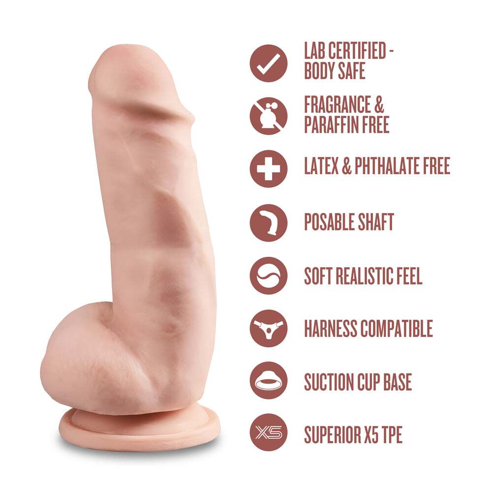 7 inch Dildo by Blush in Vanilla Ivory Beige shown for pegging Her or Him