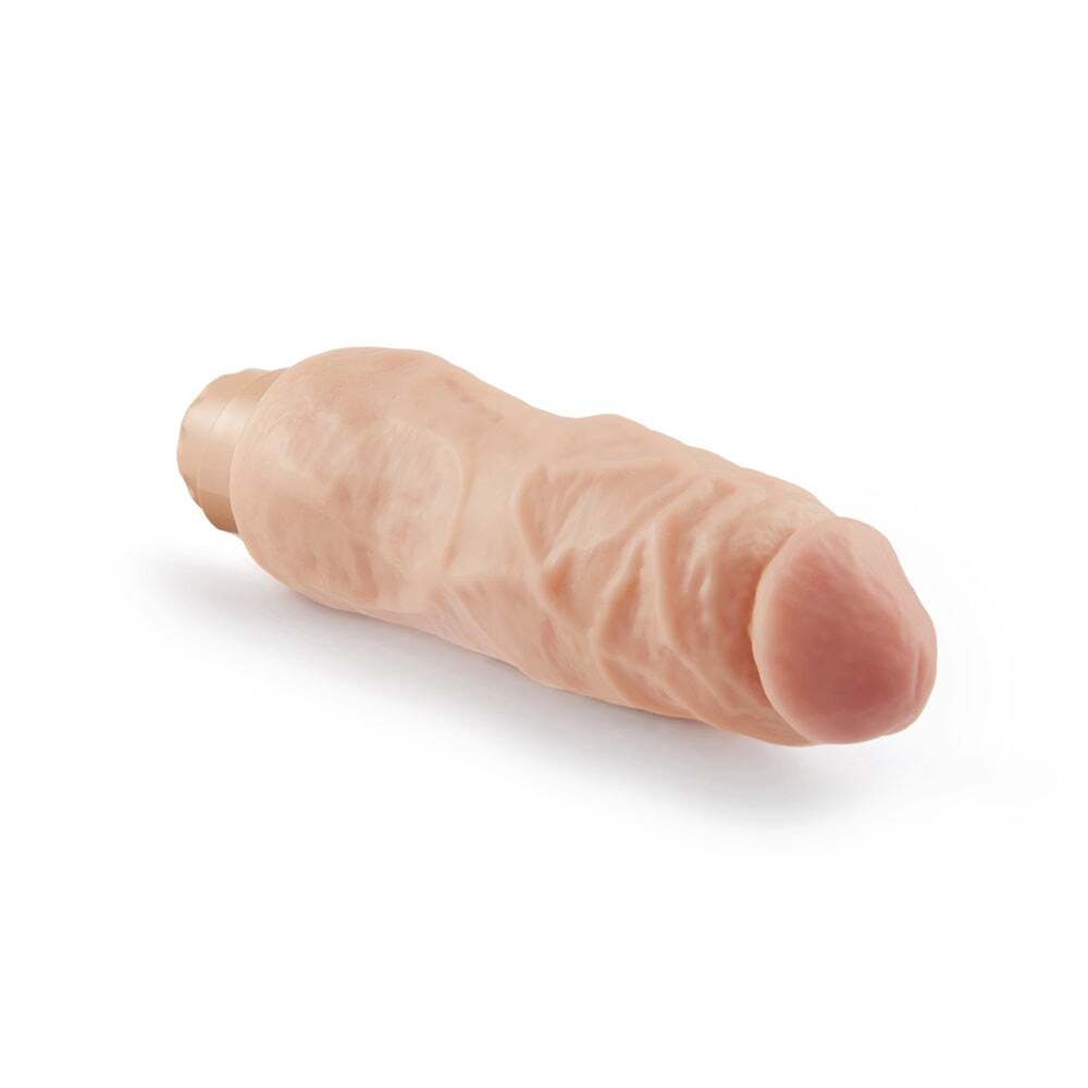 7.5 inch Dildo by Blush in Vanilla Ivory Beige shown for pegging Her or Him