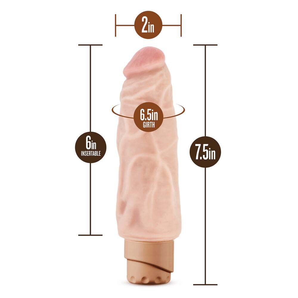 7.5 inch Dildo by Blush in Vanilla Ivory Beige displayed for pegging Him or Her