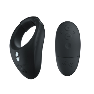 Black We-Vibe vibrator Bond Charcoal shown in hand for scale