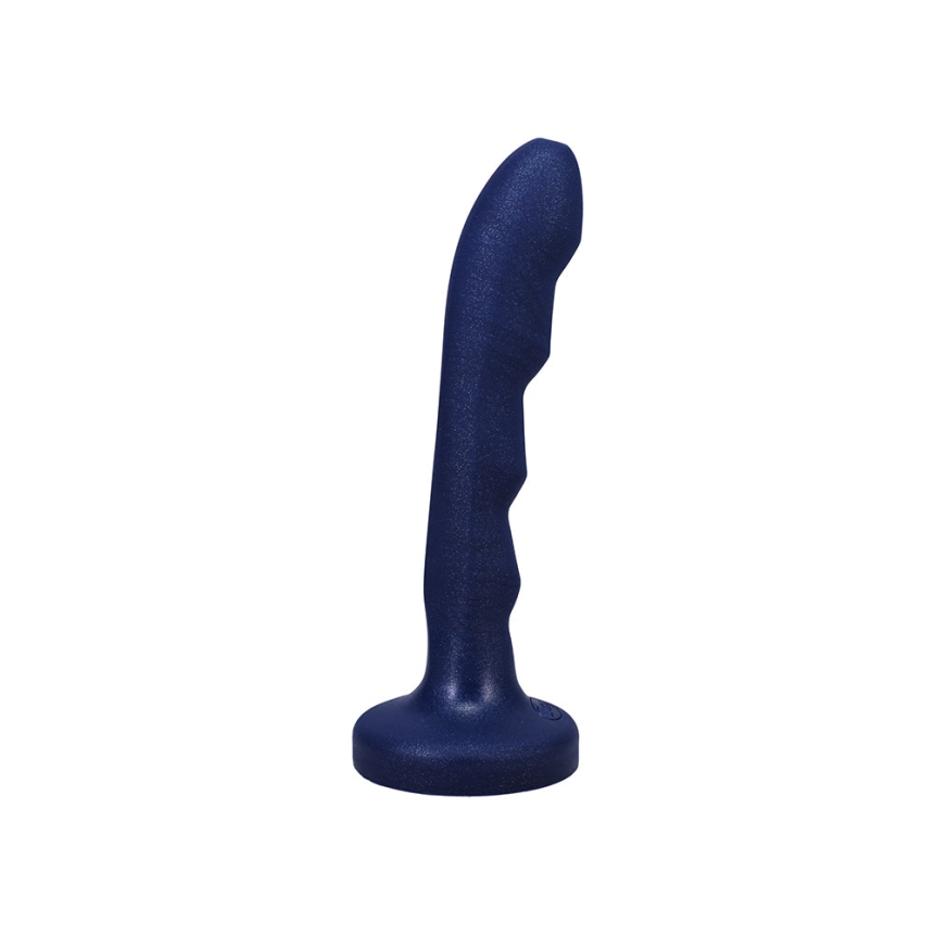 8 inch dildo by tantus in blue shown for pegging her or him