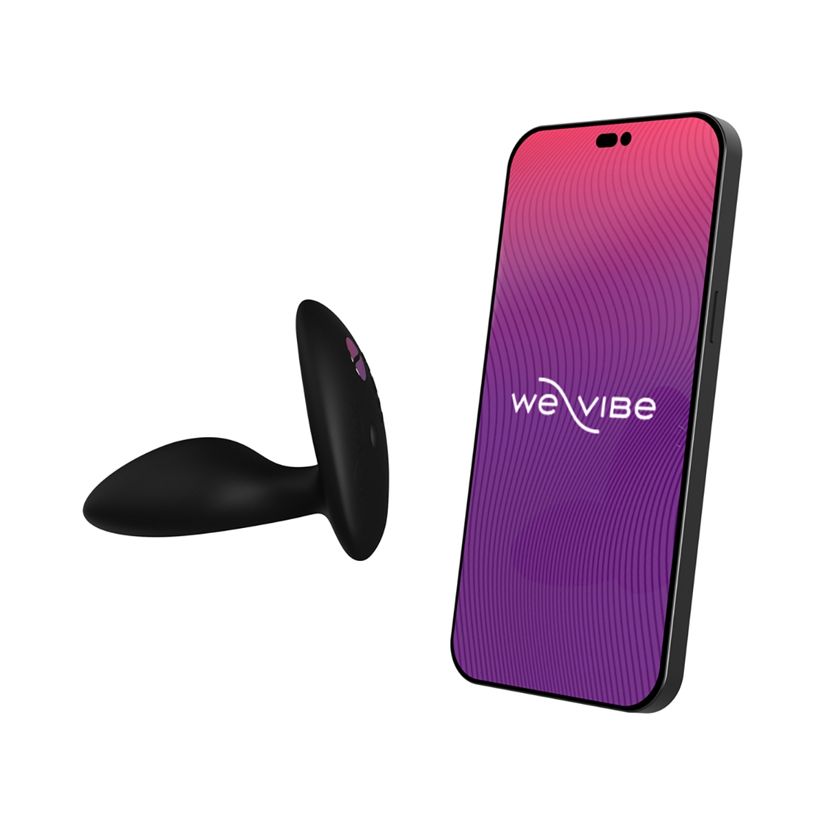 Angled view of the Black We-Vibe vibrator designed for intimate use