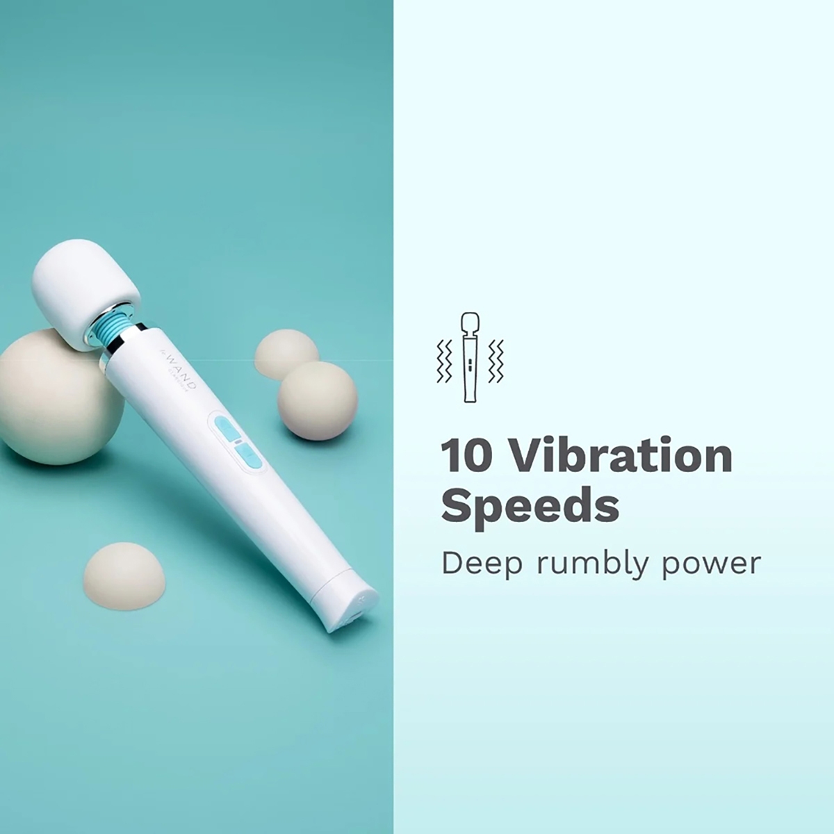 Angled view of the  Le Wand vibrator designed for intimate use
