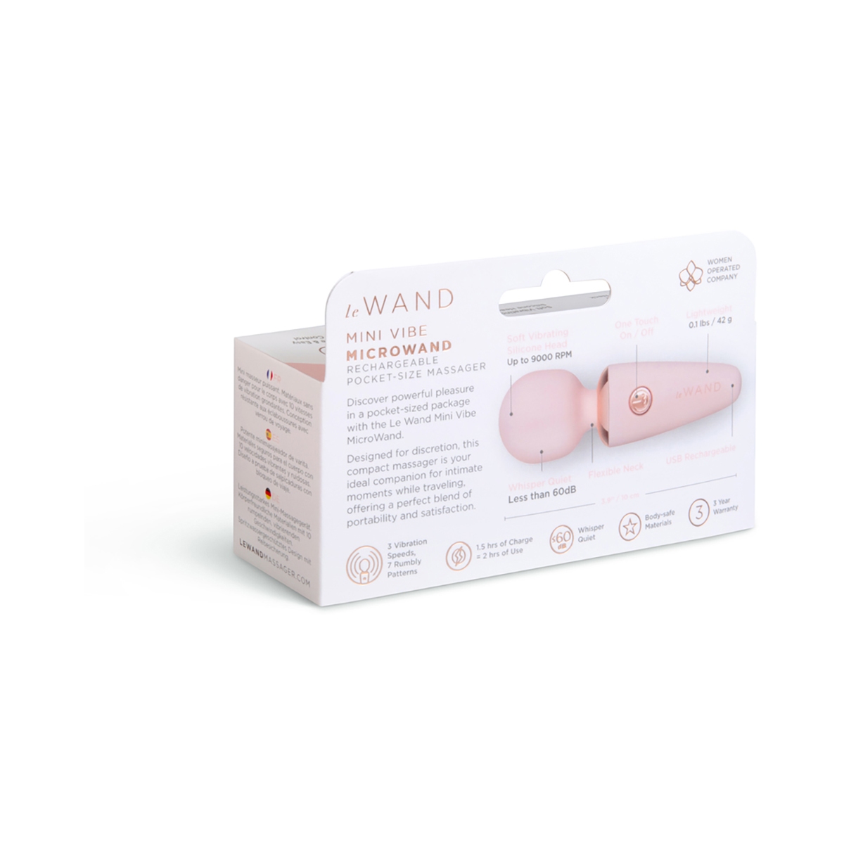 Close-up of the Rose Gold Le Wand vibrator for texture detail