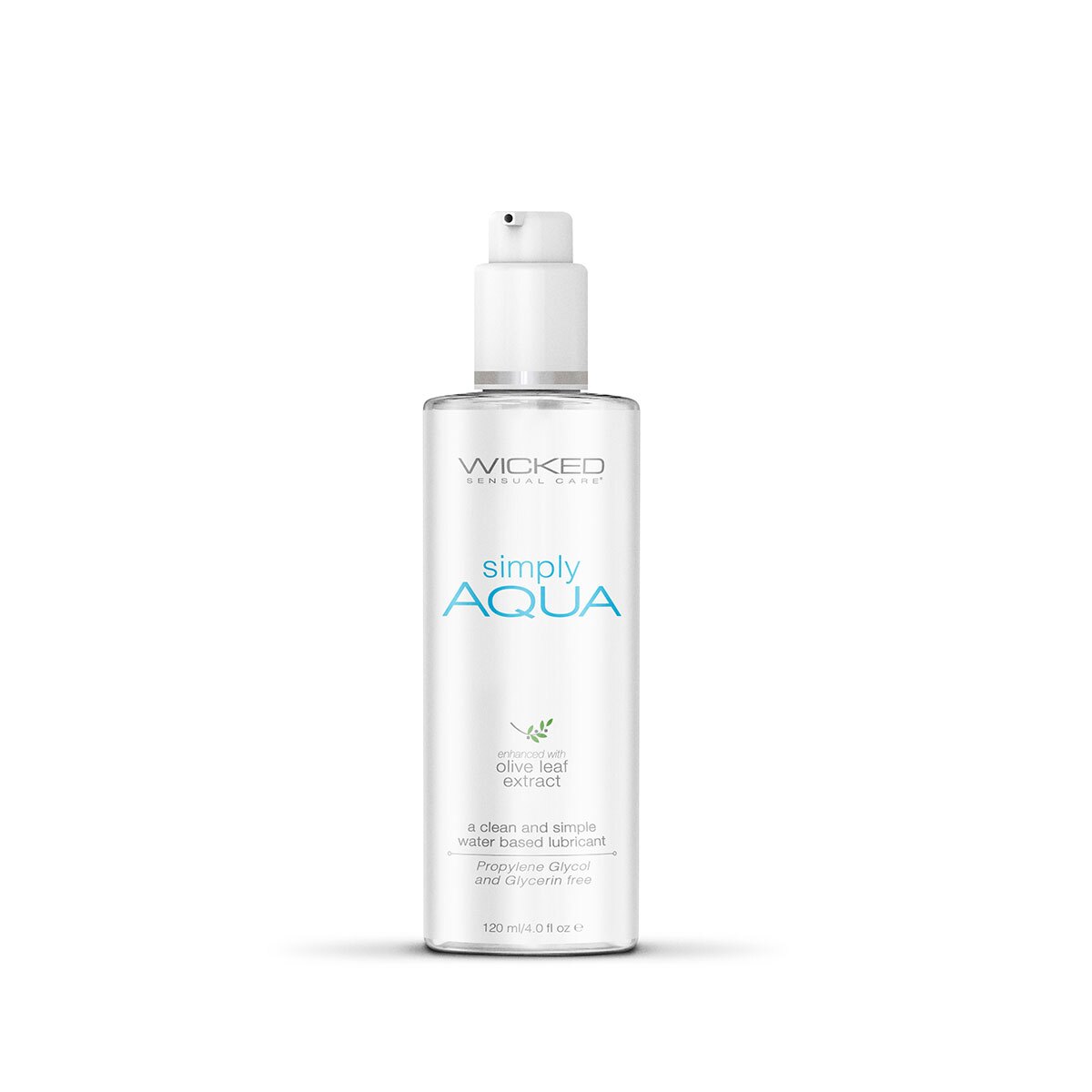 Bottle of 0.25 Water Based Lube Wicked Sensual Care showing clean, lightweight formula