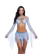 Light Blue Sequin Butterfly Top + Skirt Rave Outfit with a sequin butterfly top