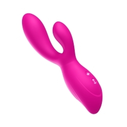 Pink Luv Inc vibrator Rr94 Rocking Rabbit shown in hand for scale