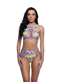 Neon Lavender Lace-Up Rave Top with a tiny rave top with lace-up detail and an easy body-focused shape and festival-ready styling.