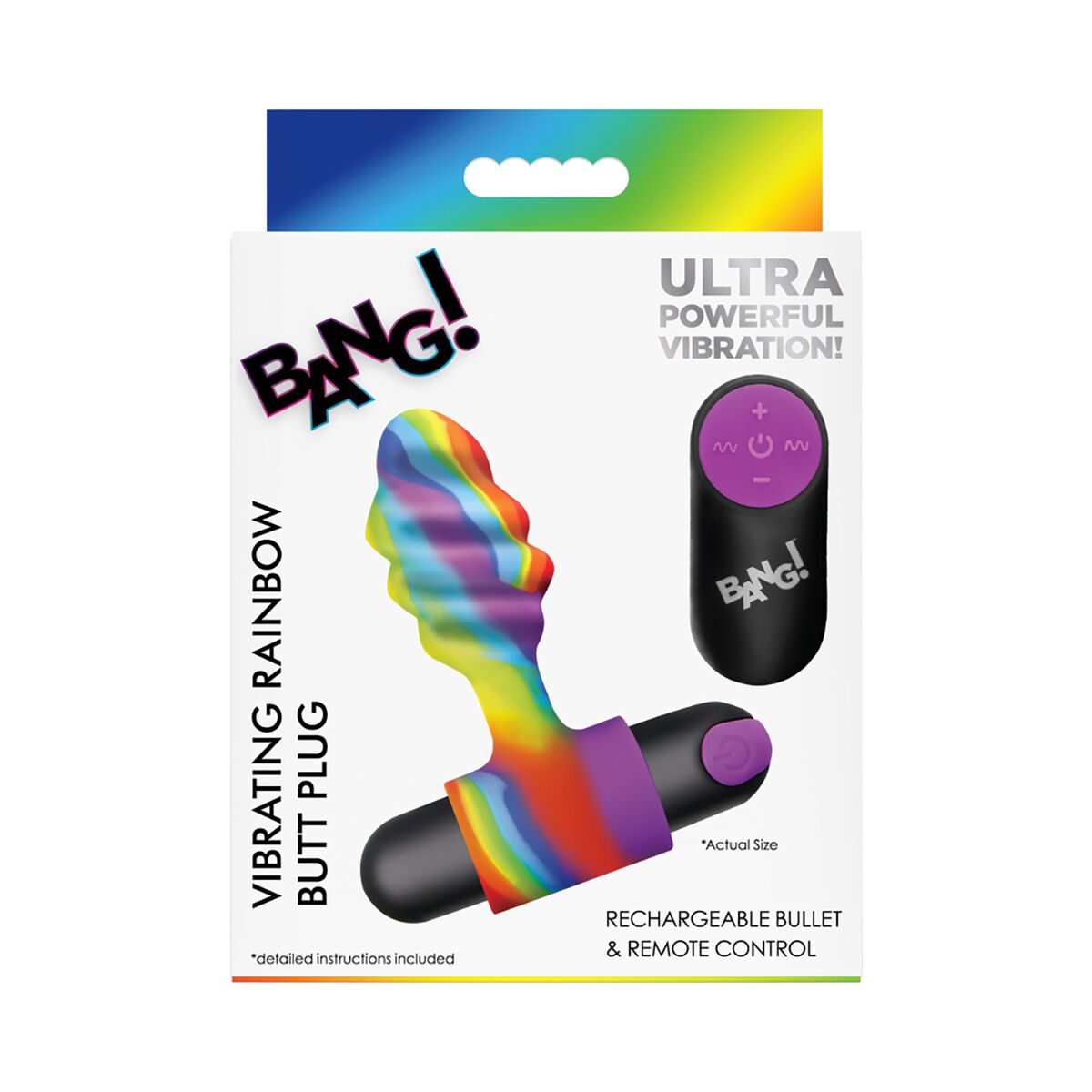 Buy a BANG! Vibrating Rainbow Butt Plug vibrator.