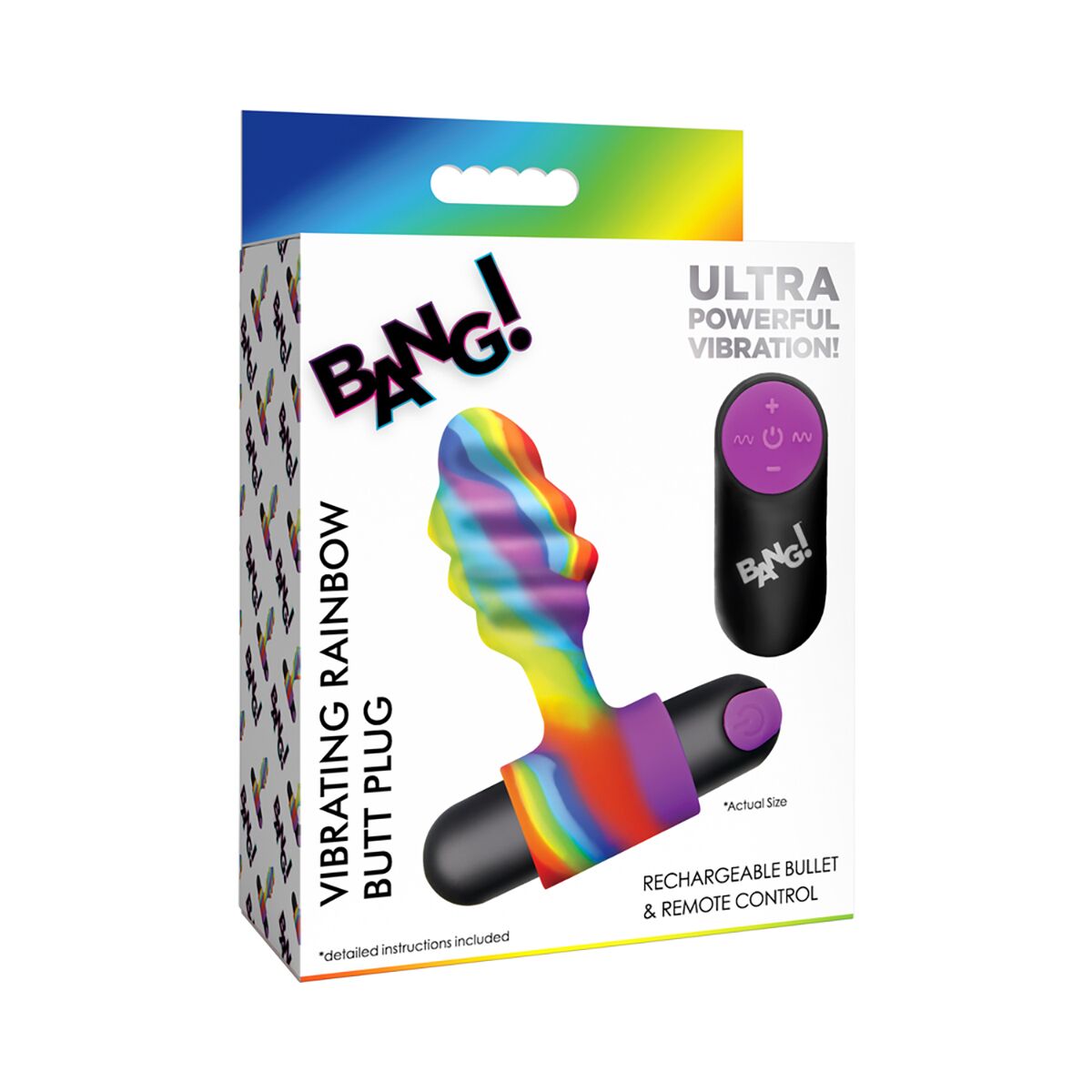Buy a BANG! Vibrating Rainbow Butt Plug vibrator.