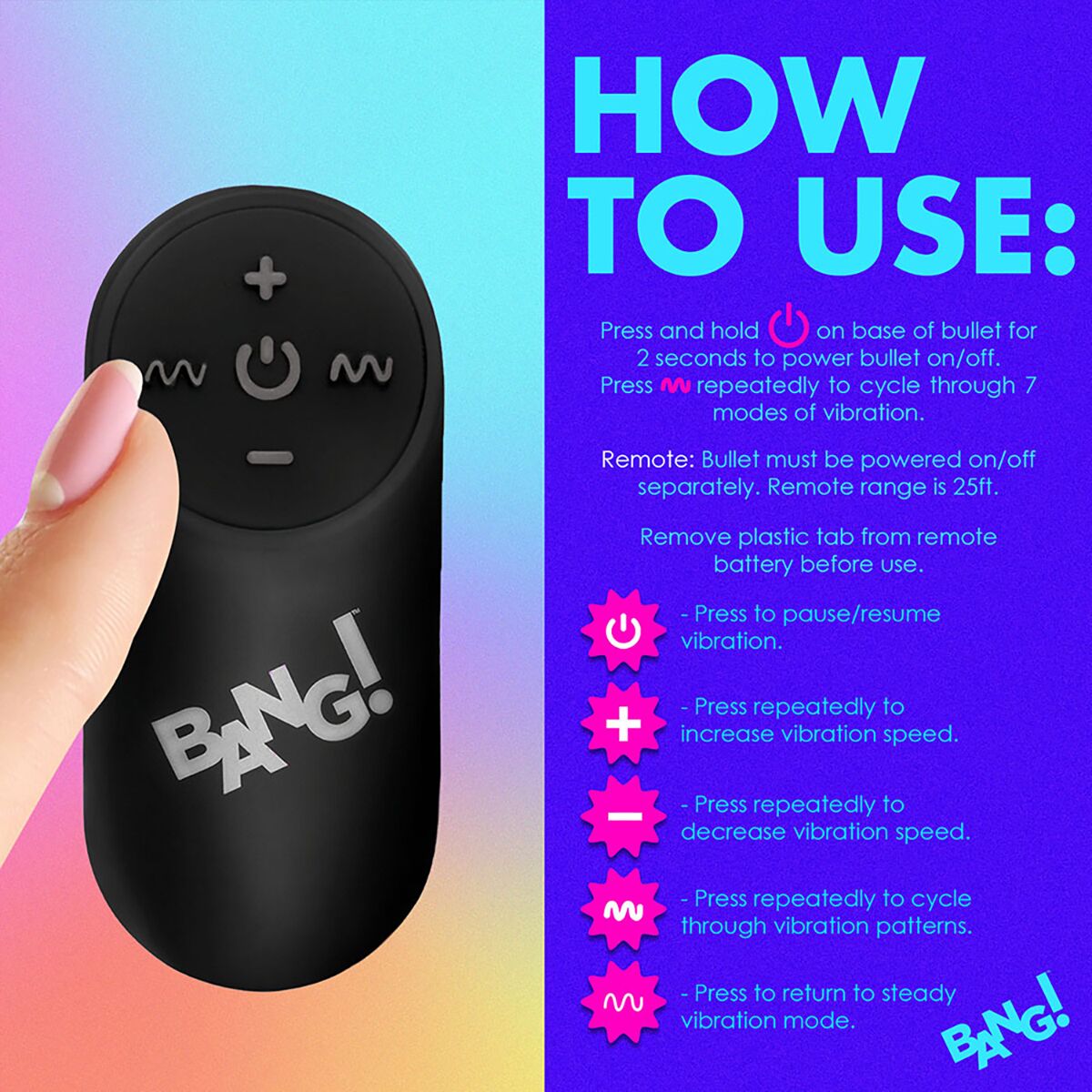Buy a BANG! Vibrating Rainbow Butt Plug vibrator.