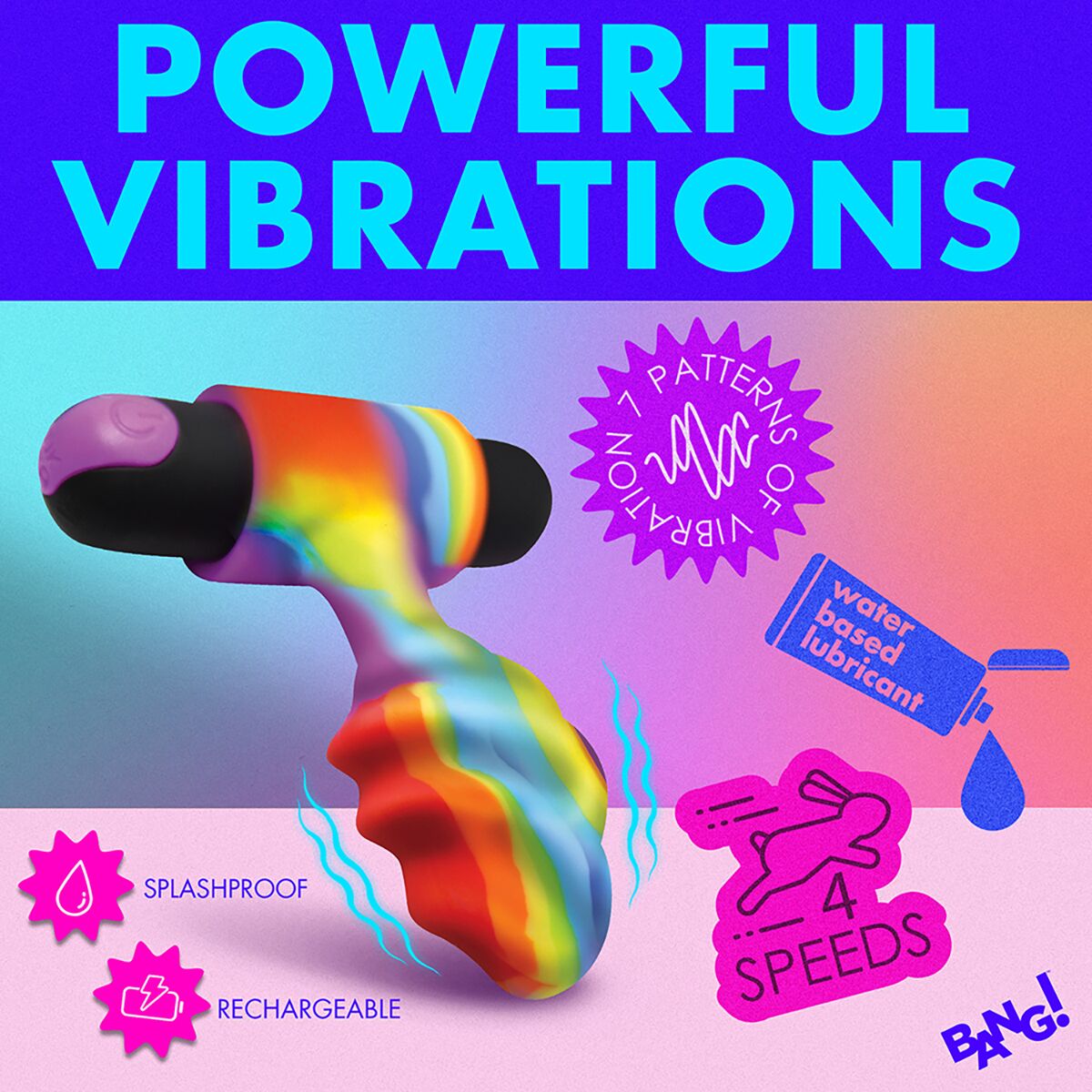 Buy a BANG! Vibrating Rainbow Butt Plug vibrator.