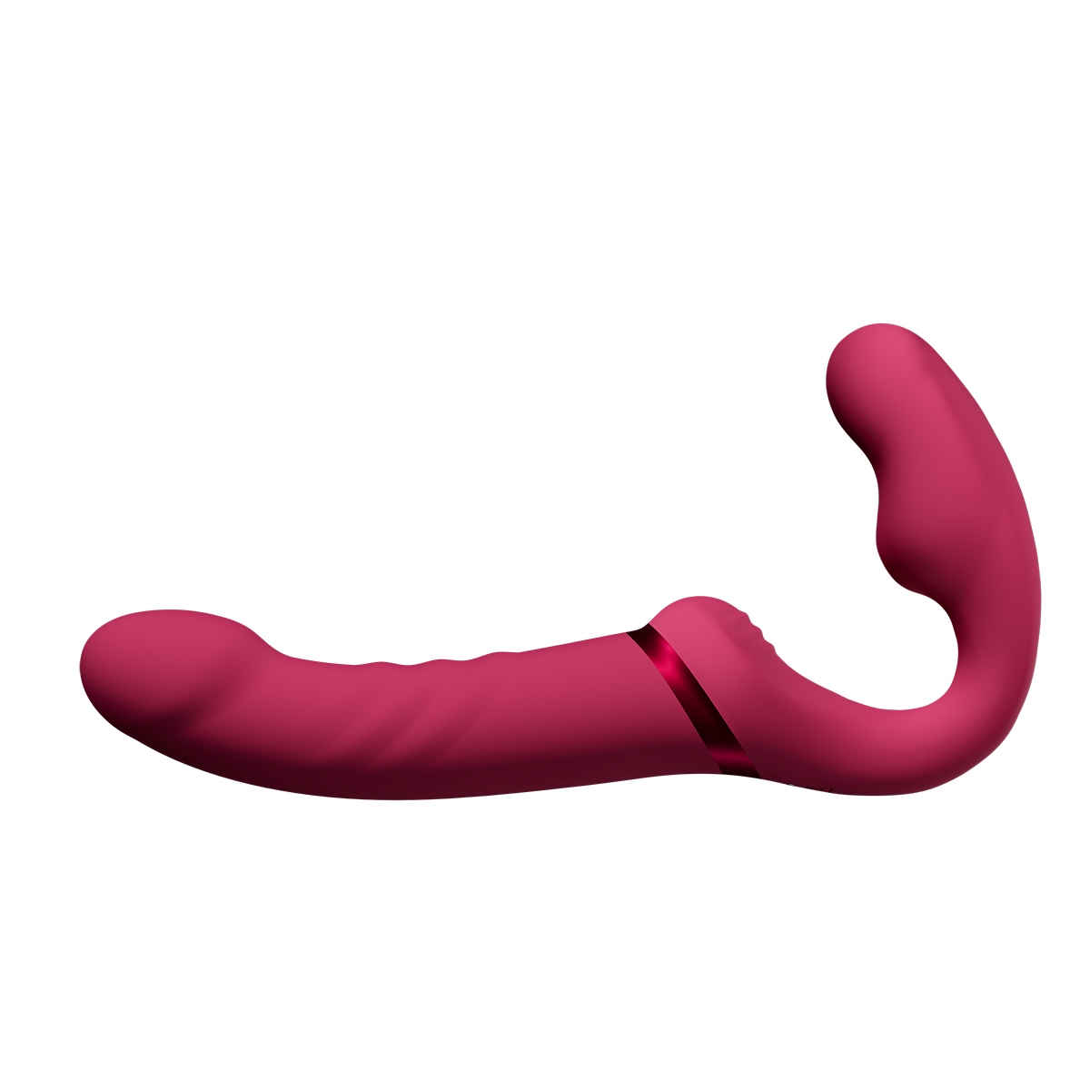 Lovense vibrator LapisVibrating Strapless Strap-On shown in hand for scale