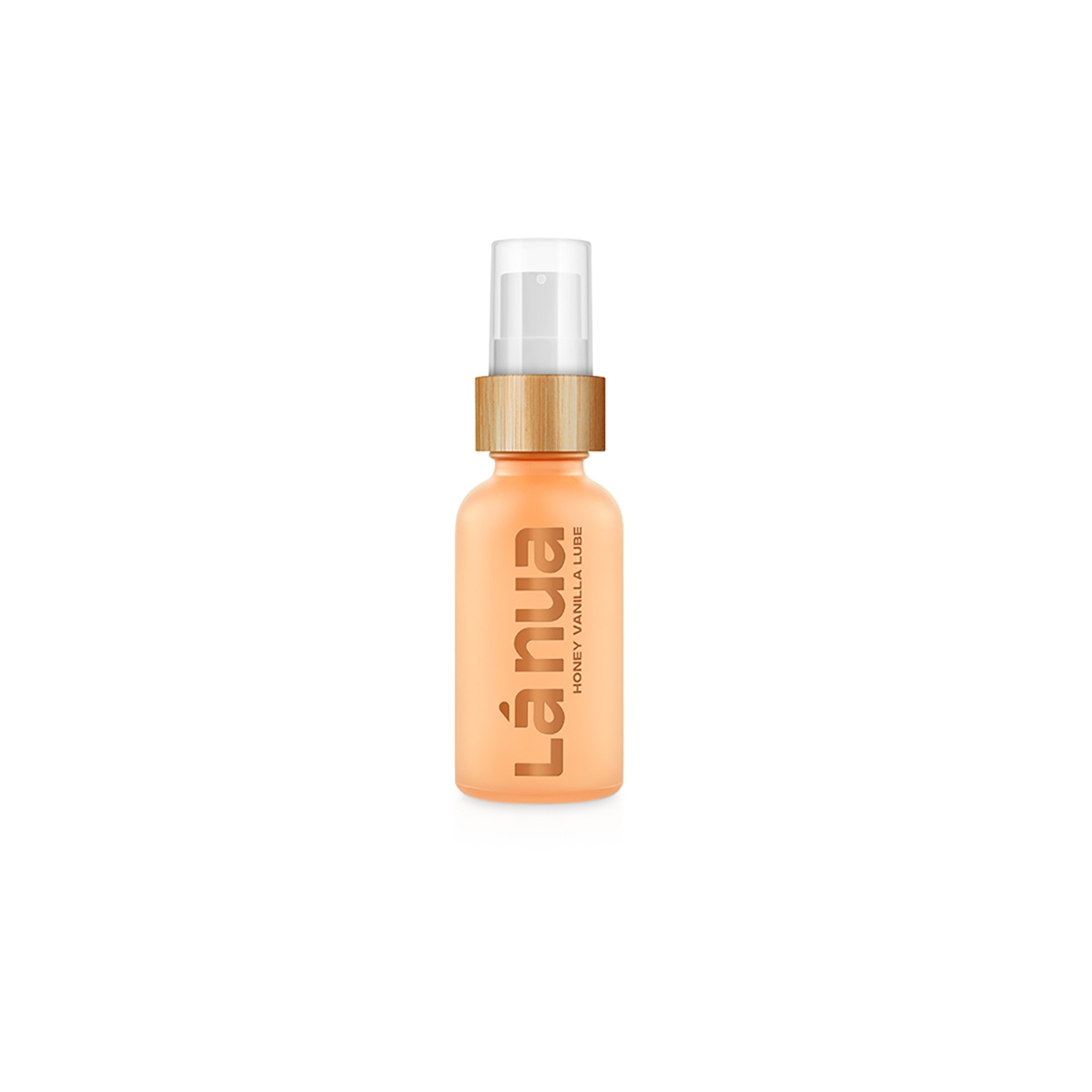 Bottle of  Flavored Lube La Nua showing sweet, kissable formula