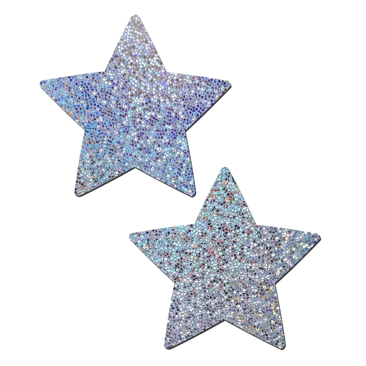 Feel sexy wearing sexy nipple covers  Stars Silver Glitter! Wearing Stars Silver Glitter nipples covers by Pastease can be fun and sexy!