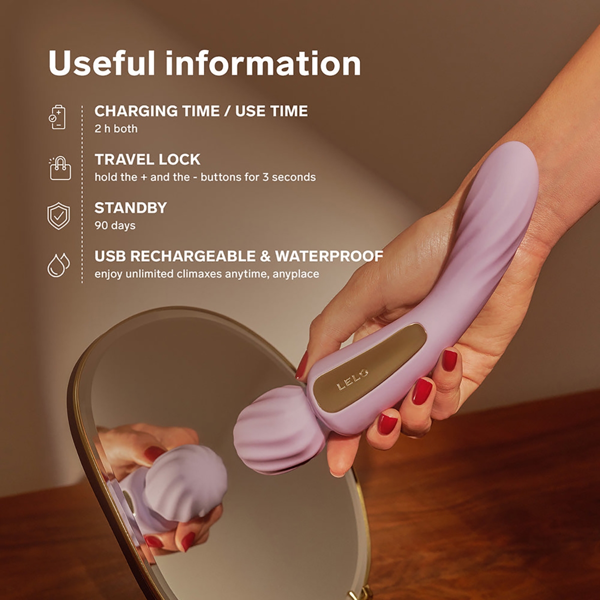Close-up of the  B Swish vibrator for texture detail