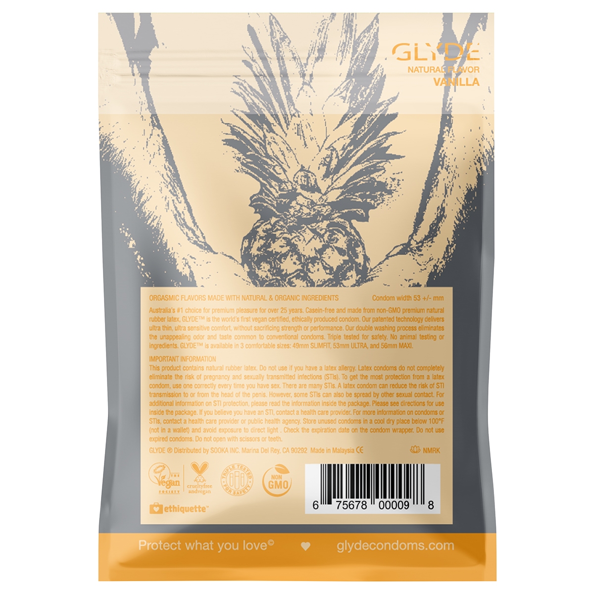 Best Glyde Organic Vanilla Condoms 4pk her care Glyde condoms on sale at herVibrators.com.