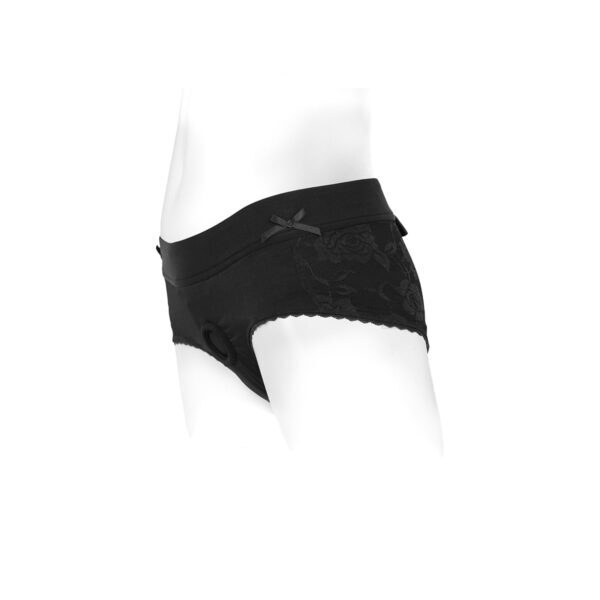 Best SpareParts Bella Harness Black/Black Nylon - 5X dildo panties made by SpareParts HardWear on sale at herVibrators.com