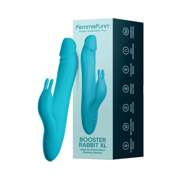 Buy a FemmeFunn Booster Rabbit XL Turquoise vibrator.