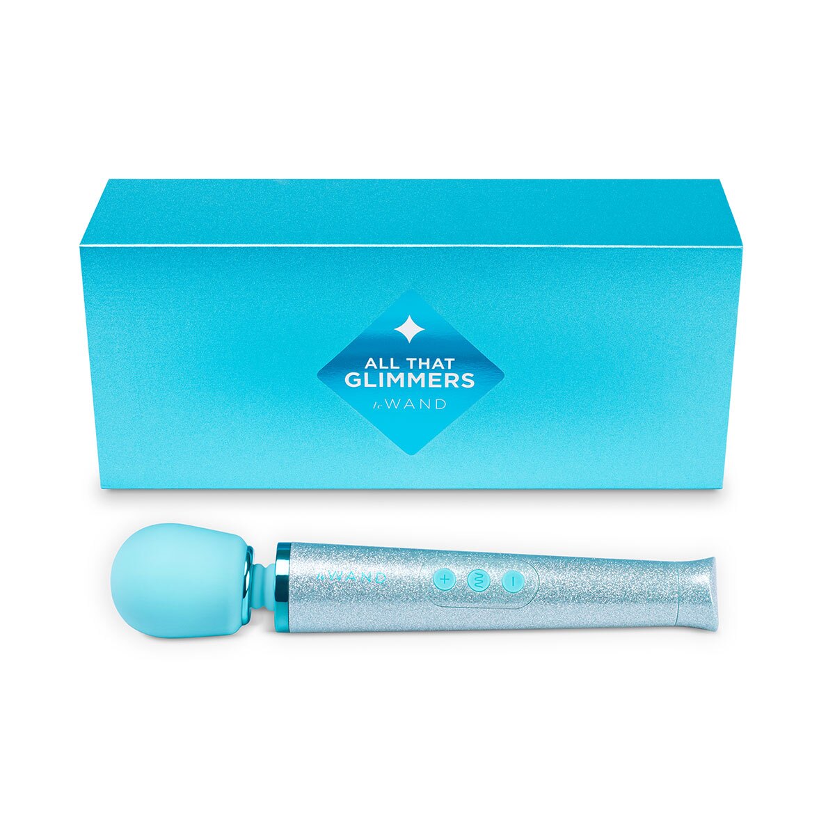 Close-up of the Blue Le Wand vibrator for texture detail
