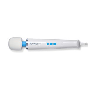 Magic Wand vibrator Plus shown in hand for scale