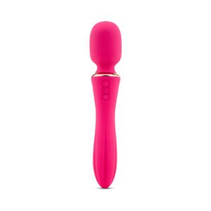 Pink Nu Sensuelle vibrator Mika Nubii with Turbo Boost and Heat shown in hand for scale