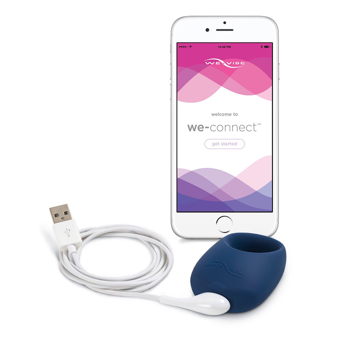 Fully assembled Midnight Blue We-Vibe vibrator with smooth exterior