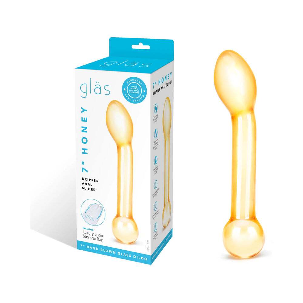 7 inch Dildo by Electric Eel in Gold shown for use by Her or Him