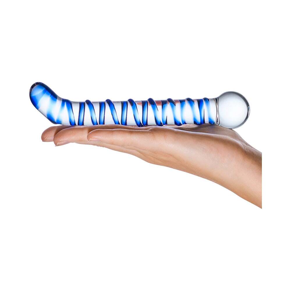 6.5 inch Dildo by Electric Eel in Clear shown for pegging Her or Him