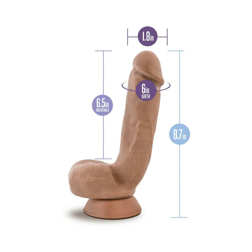 8.5 inch Dildo from Blush in Tan Light Brown Mocha pictured for anal pleasure for Her or Him