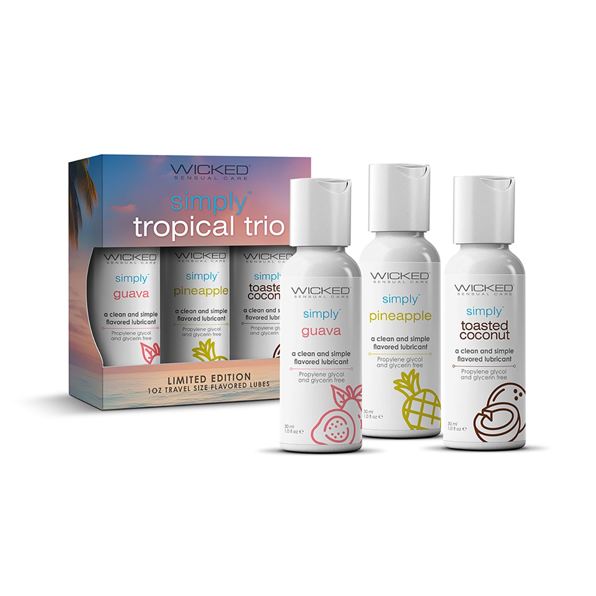Bottle of  Water Based Lube Wicked Sensual Care showing clean, lightweight formula