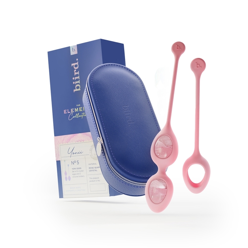 Buy biird yonii 2 piece rose quartz eggs set kegel exercise device for pelvic floor muscle strengthening.