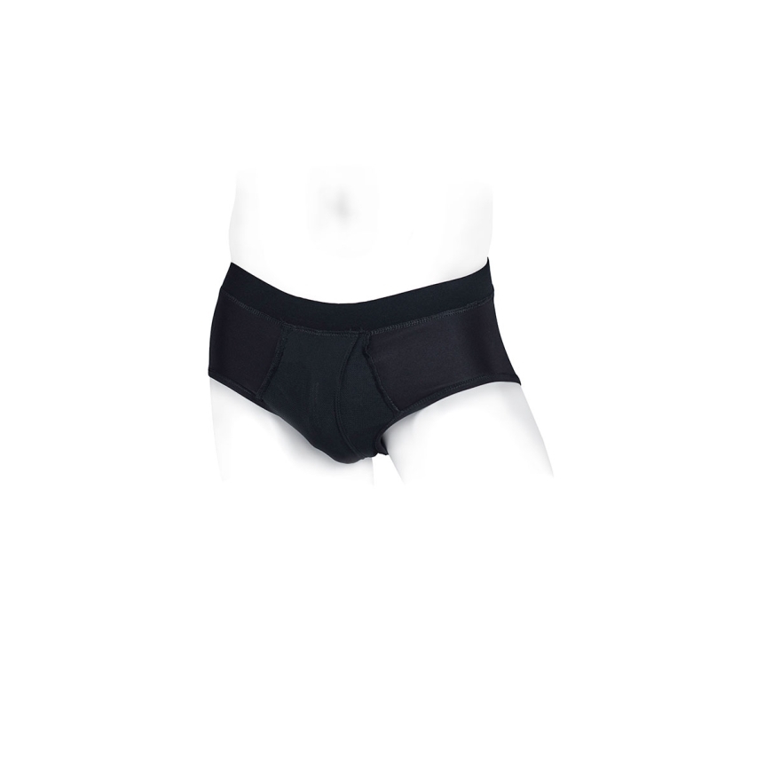 The small pete contoured briefs harness dildo is styled with modern detailing that enhances both aesthetics and performance