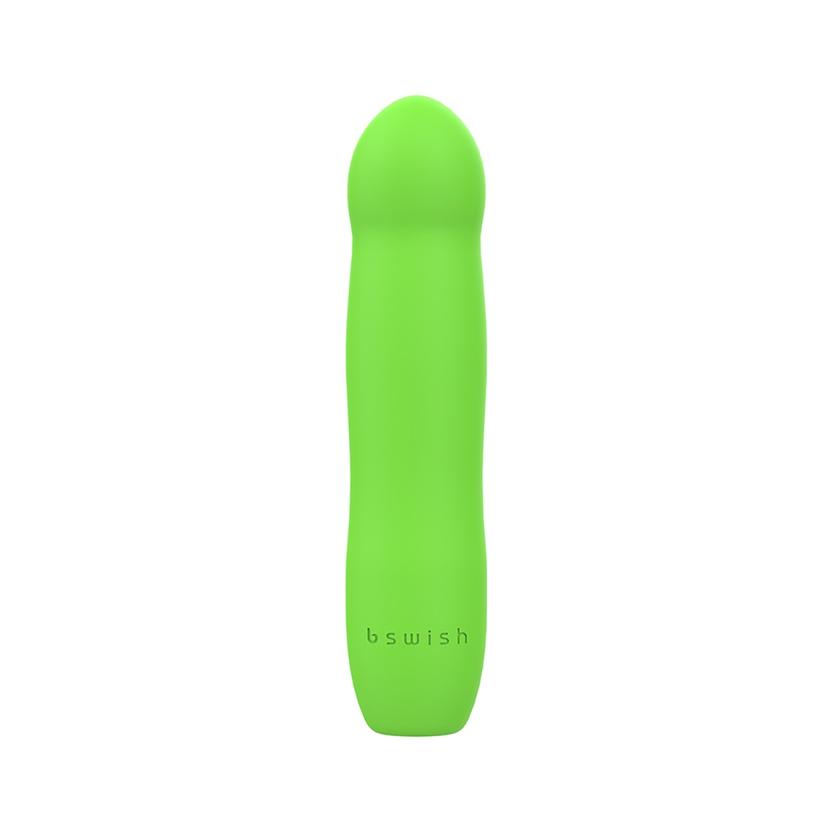 Green B Swish vibrator Bdesired Infinite Deluxe LE- Paradise shown in hand for scale