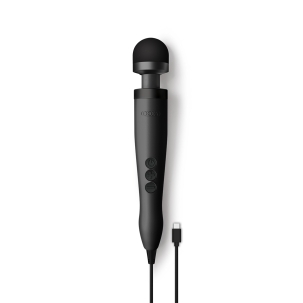 Matte Black Doxy vibrator USB-C Matte shown in hand for scale