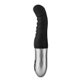 Black FORTO vibrator Thruster shown in hand for scale