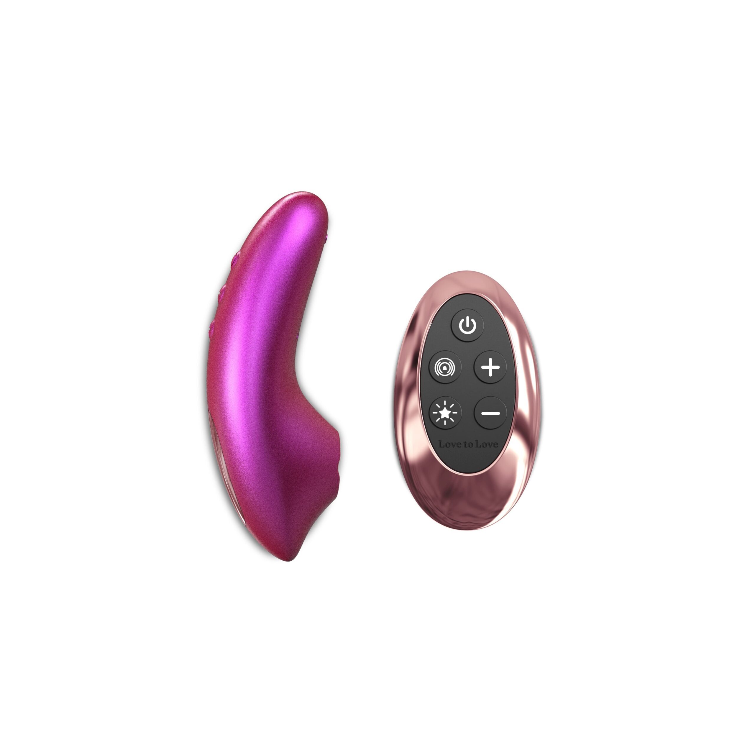Lovely Planet vibrator Love To Love Dreamer Iridescent Berry shown in hand for scale