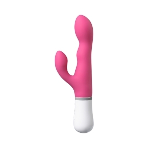 Lovense vibrator Nora Rabbit shown in hand for scale
