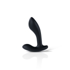 Black Mystim vibrator Flexing Flavio E-Stim shown in hand for scale